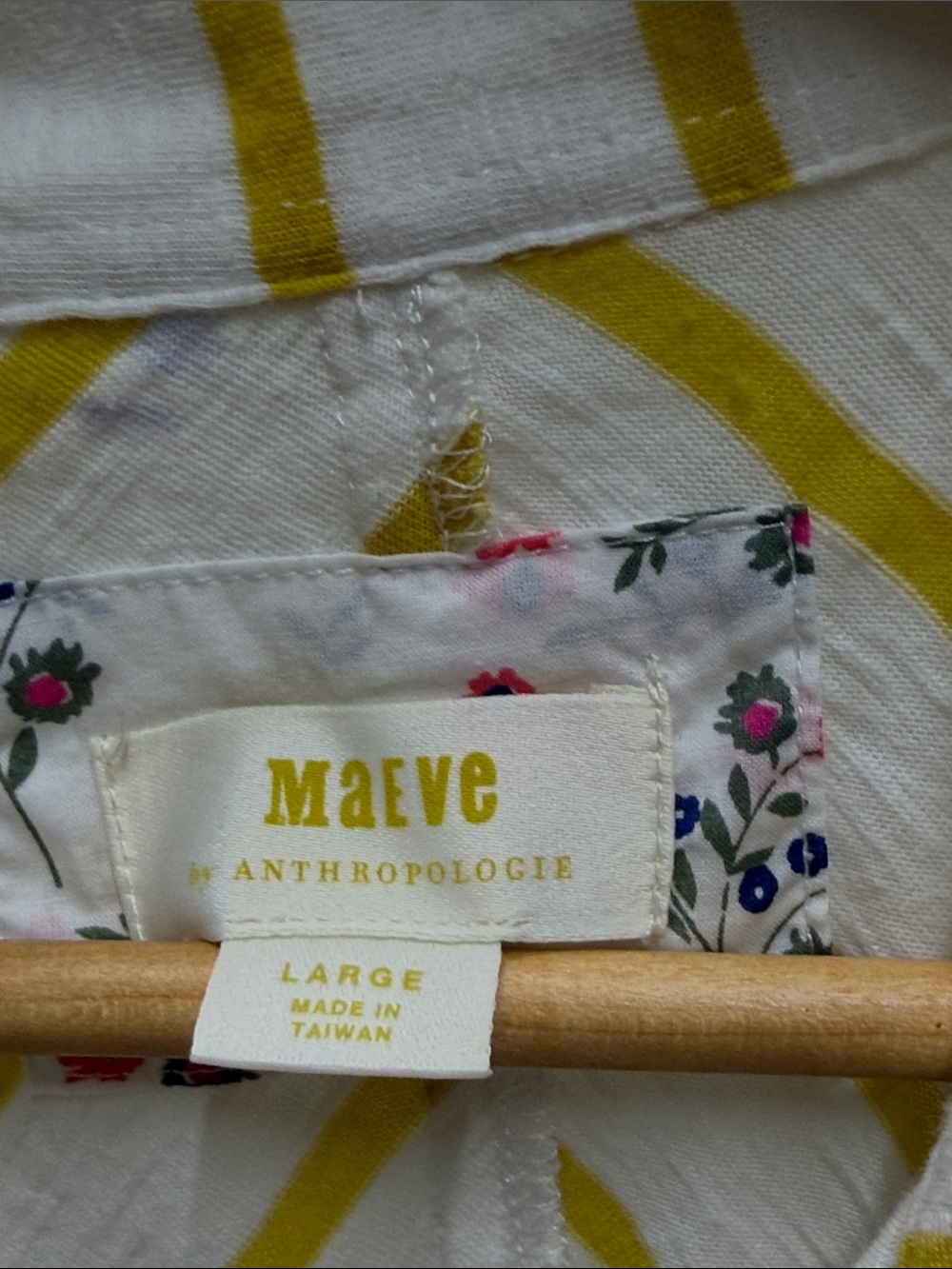 Maeve White and Yellow Striped Sleeveless Collared Blouse - Picture 2 of 3